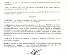 Azua, Peravia y Ocoa, serán cede de los Juegos Nacionales 2020